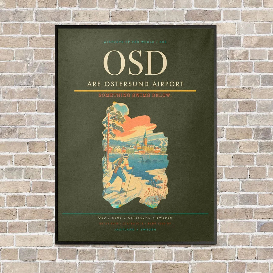 Are Ostersund Airport OSD vertical canvas print - framed - green army background