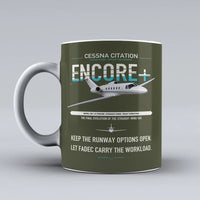 Thumbnail for Cessna Citation Encore+ design on green army ceramic mug, double-side print