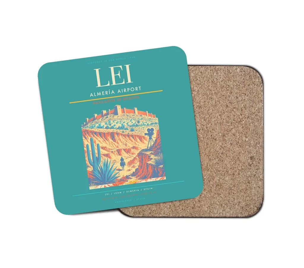 Almería Airport (LEI) design on turquoise 1 piece coaster