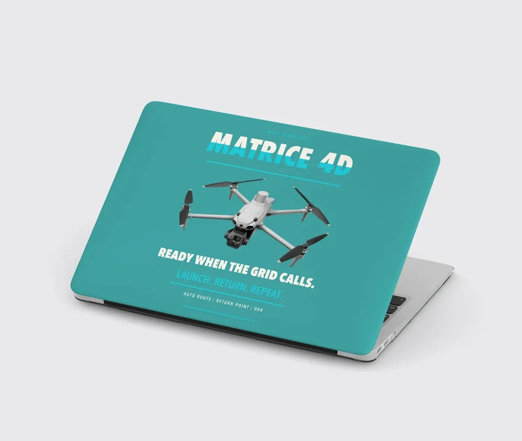 DJI Matrice 4D design on turquoise MacBook case
