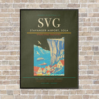 Thumbnail for Stavanger Airport, Sola SVG vertical canvas print - framed - green army background
