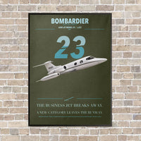 Thumbnail for Bombardier Learjet 23 vertical canvas print - framed - green army background
