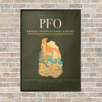 Thumbnail for Paphos International Airport PFO vertical canvas print - framed - green army background