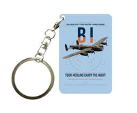 Thumbnail for Avro Lancaster B I design on light blue designed key chain, double-side print