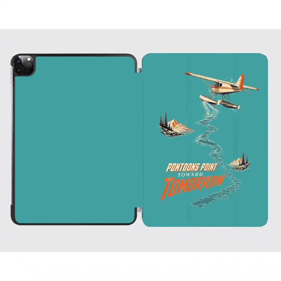 Pontoons Point Toward Tomorrow design on turquoise ipad tablet case