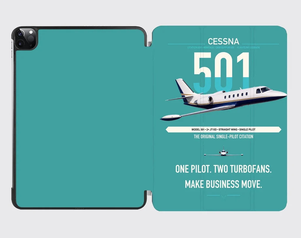 Cessna 501 Citation I SP design on turquoise ipad tablet case
