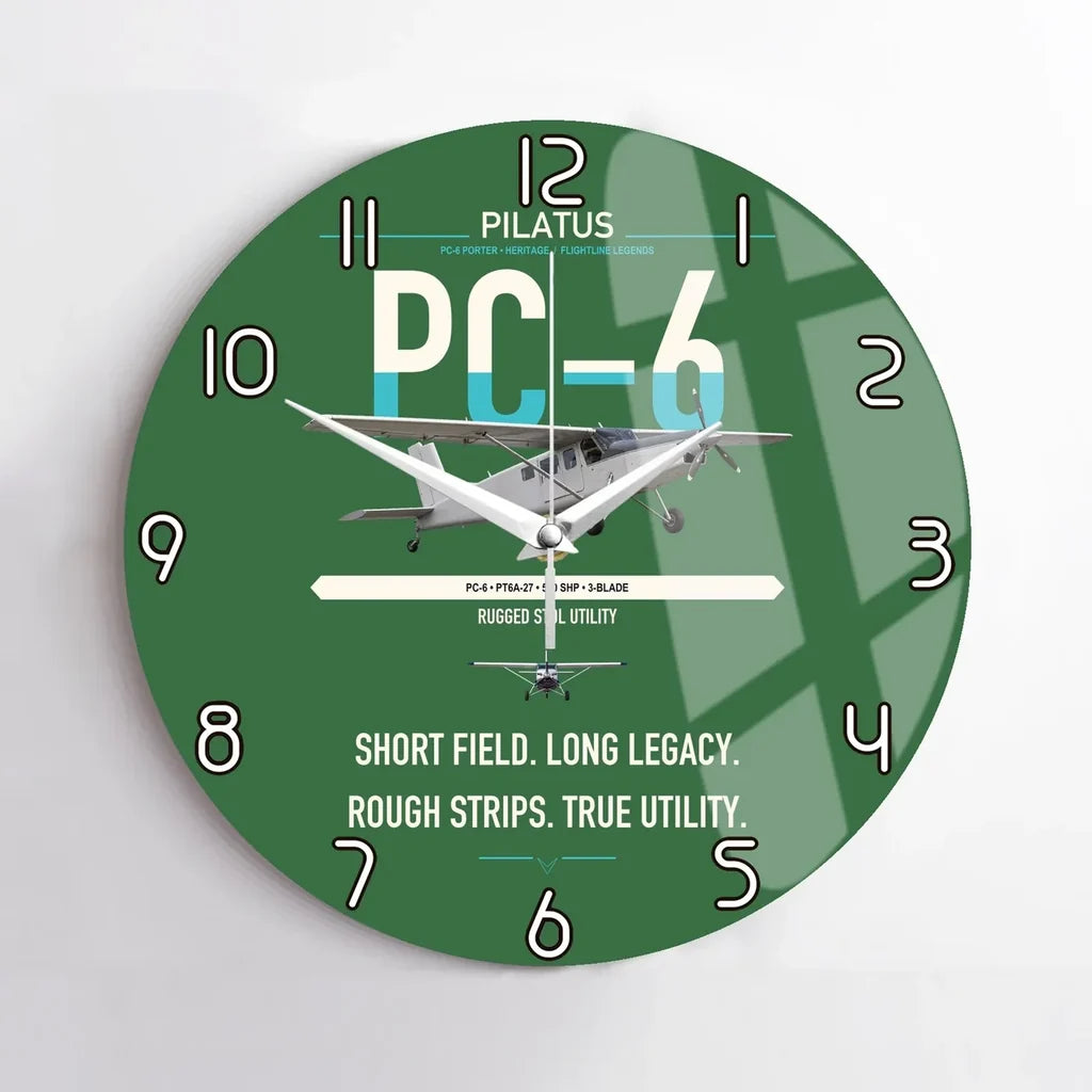 Pilatus PC-6 Porter design on green no frame wall clock