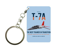 Thumbnail for T-7A Red Hawk design on light blue designed key chain, double-side print