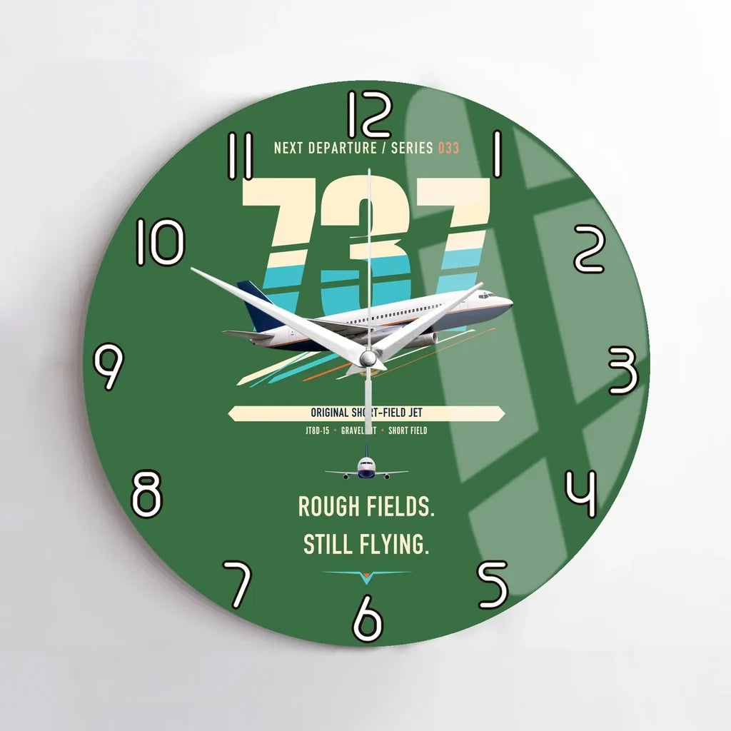 Boeing 737-200 design on green no frame wall clock