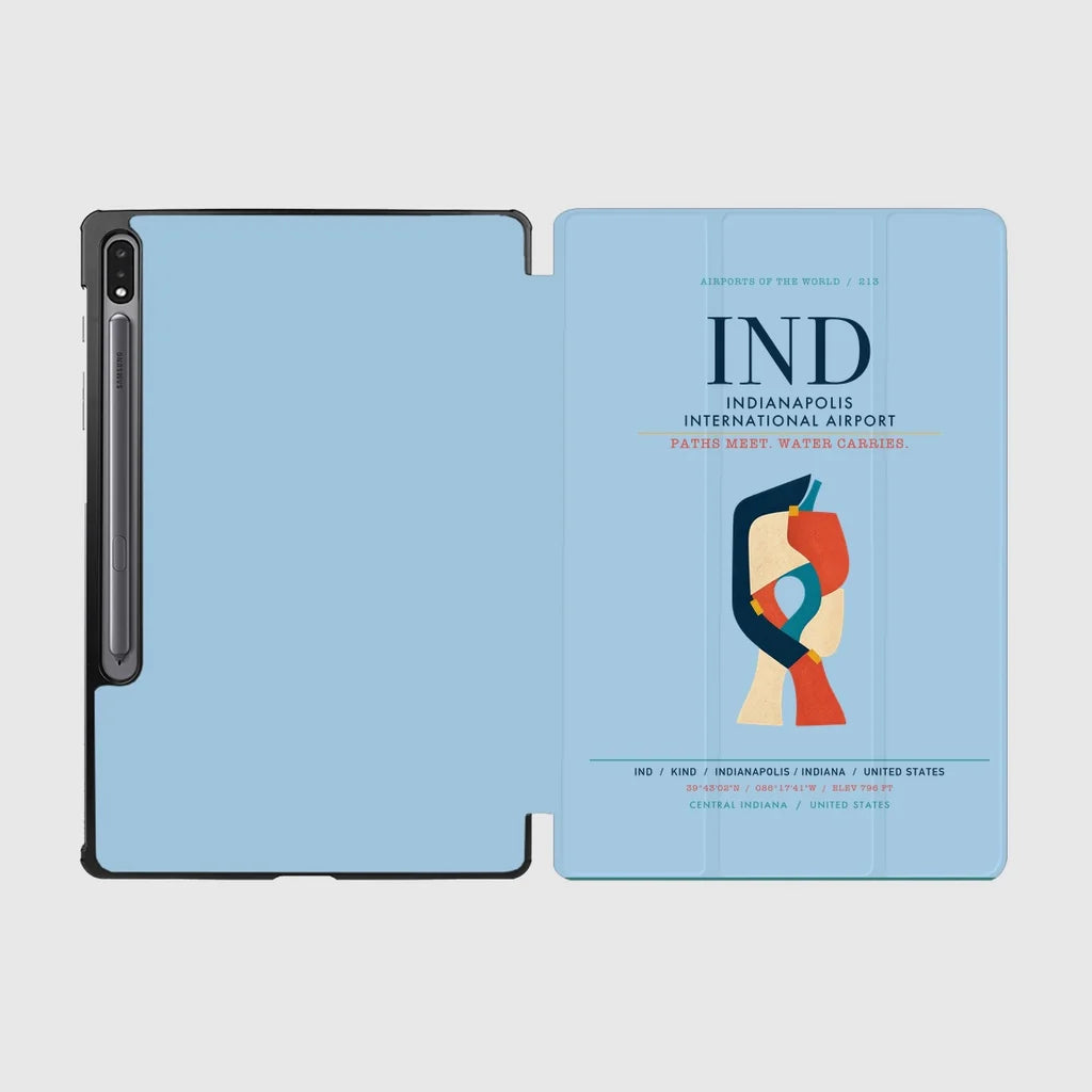 Indianapolis International Airport (IND) design on light blue samsung tablet tablet case