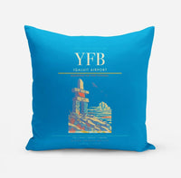 Thumbnail for Iqaluit Airport (YFB) design on turquoise pillow