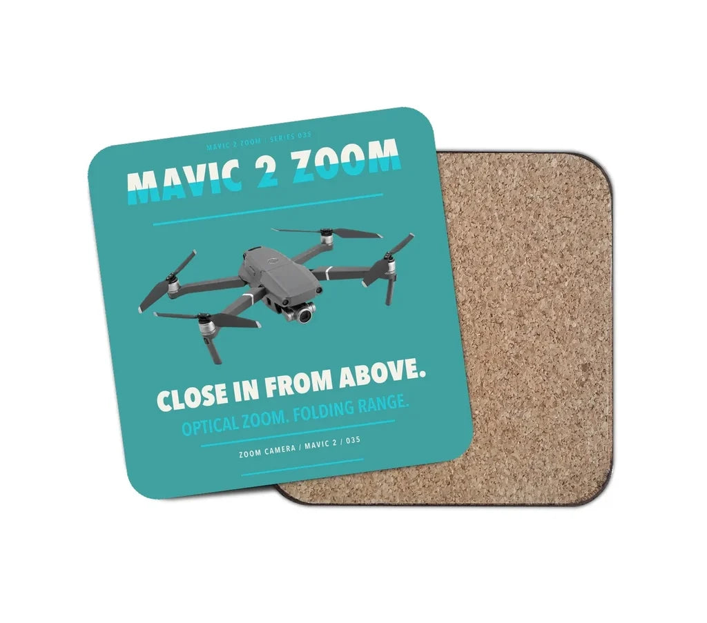 DJI Mavic 2 Zoom design on turquoise 1 piece coaster