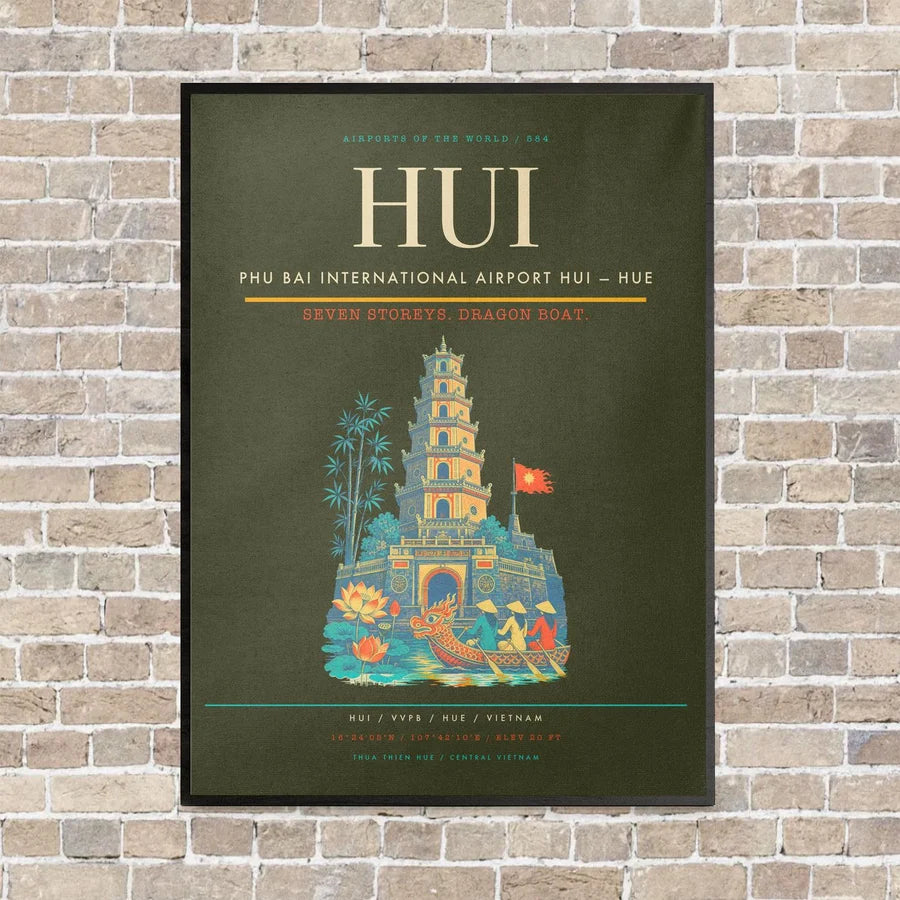 Phu Bai International Airport HUI — Hue vertical canvas print - framed - green army background