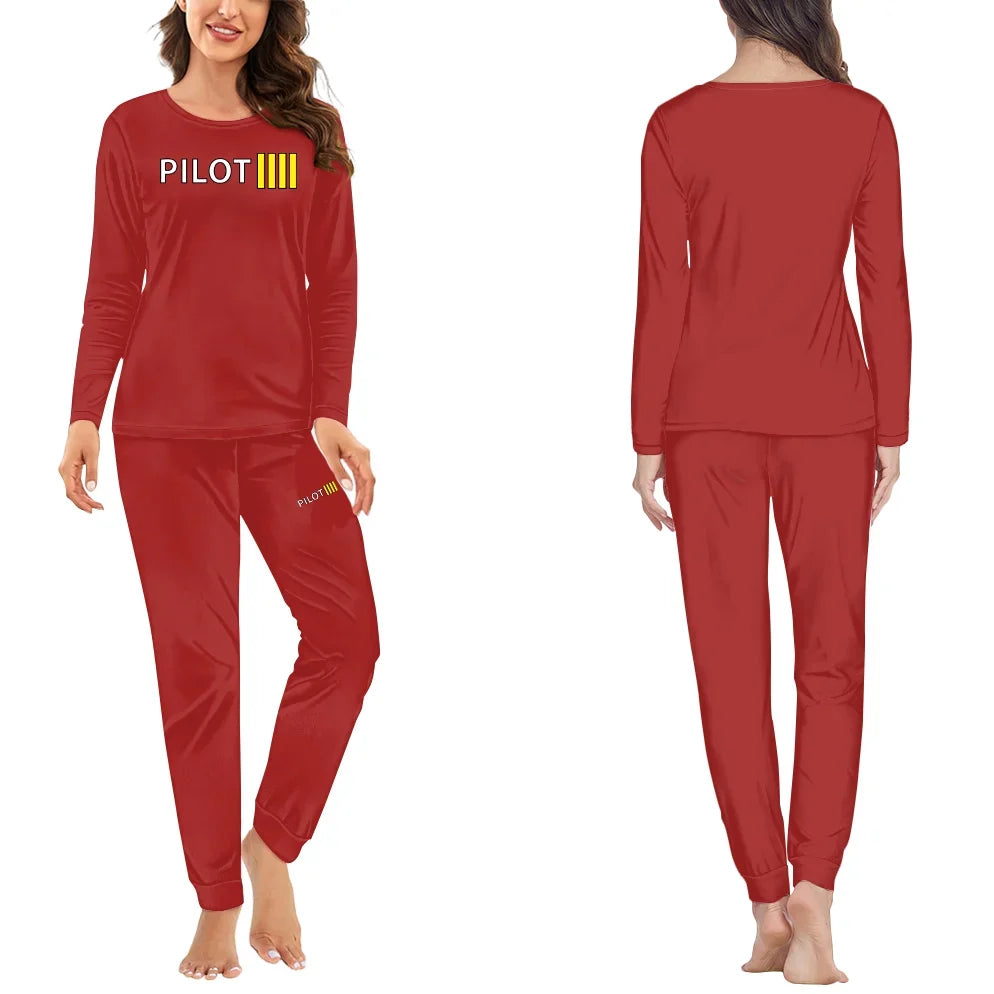 Pilot & Stripes (4 Lines) women pajamas - Red