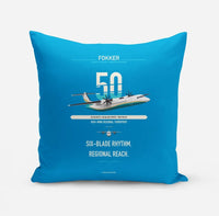 Thumbnail for Fokker 50 design on turquoise pillow