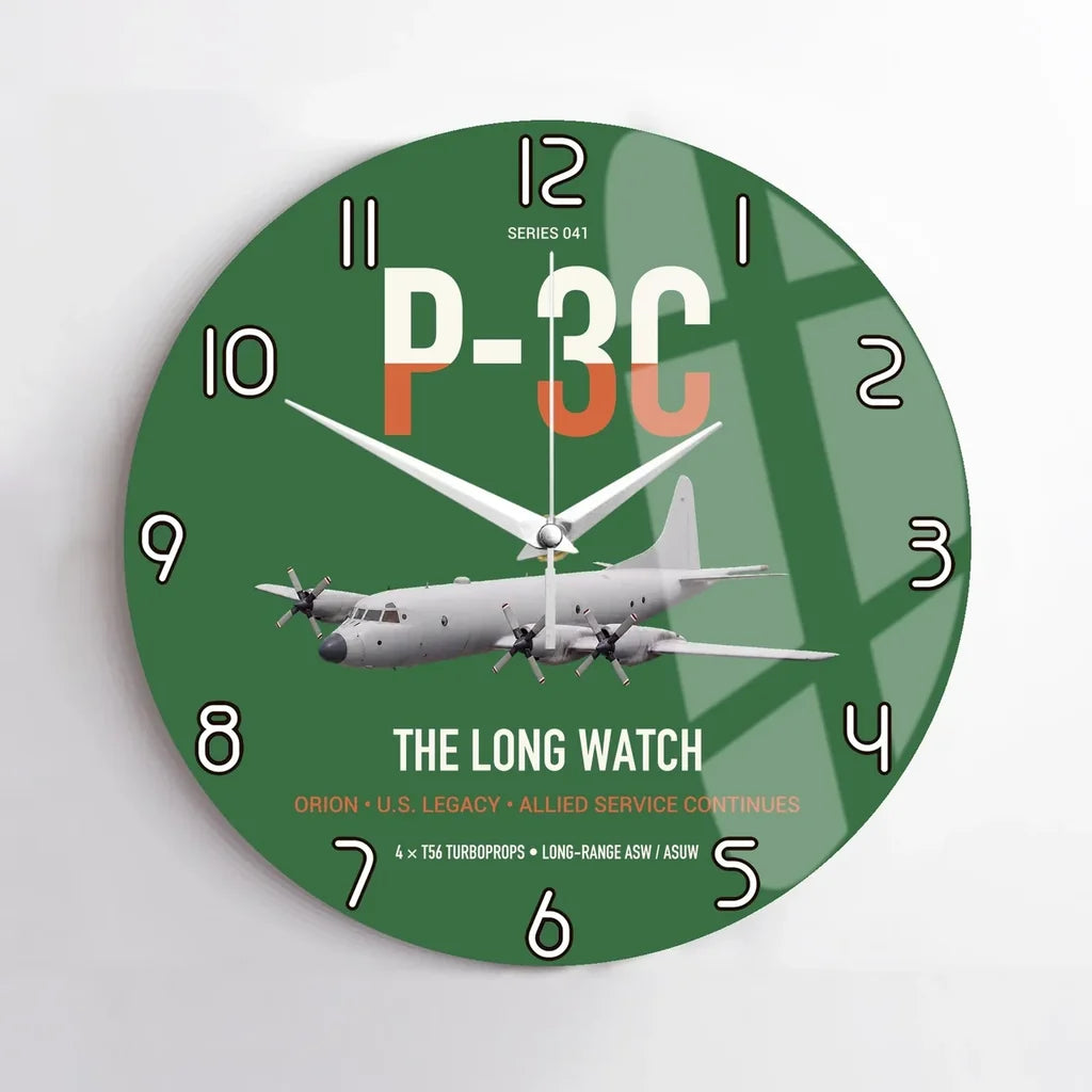 P-3C Orion design on green no frame wall clock