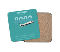 Thumbnail for Bombardier Global 8000 design on turquoise 1 piece coaster