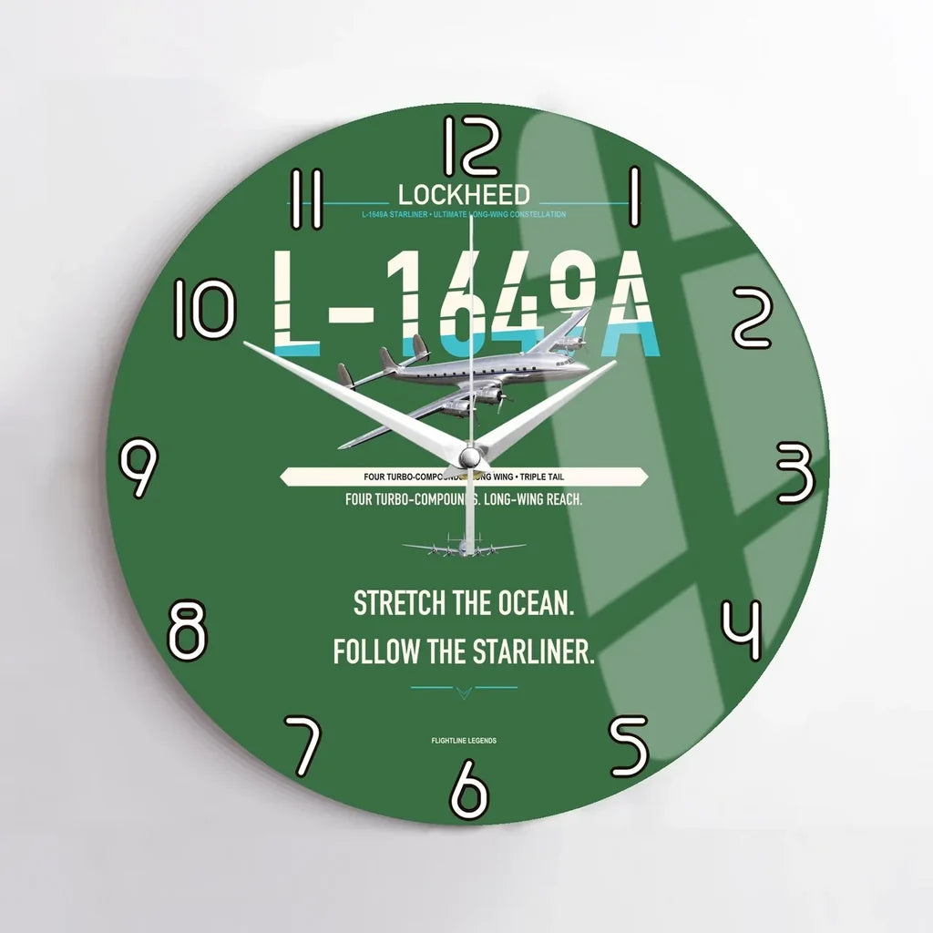 Lockheed L-1649A Starliner design on green no frame wall clock