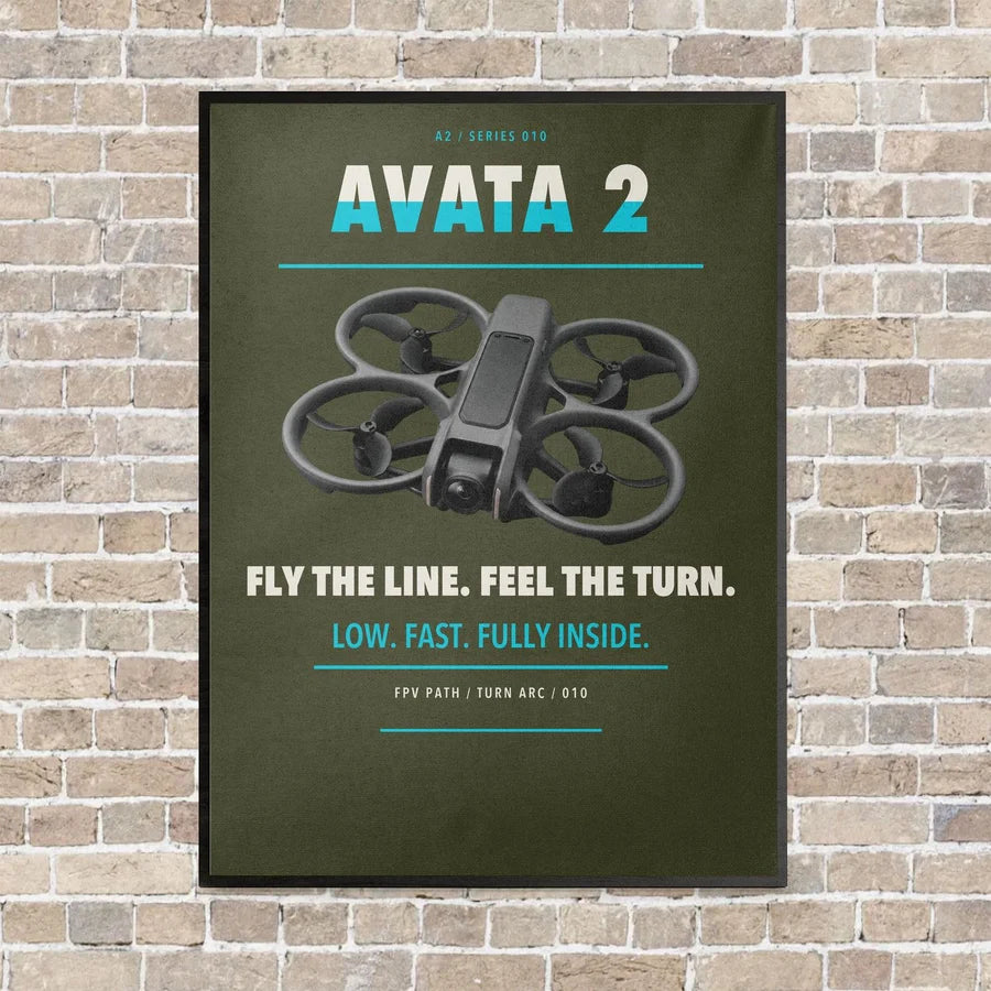 DJI Avata 2 vertical canvas print - framed - green army background