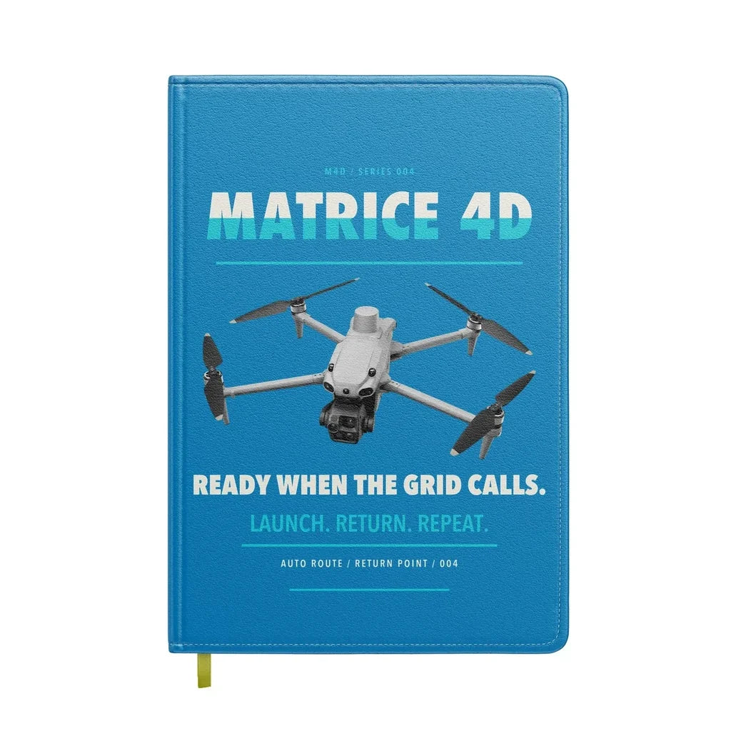 DJI Matrice 4D design on turquoise notebook