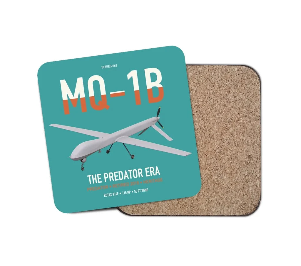 MQ-1B Predator design on turquoise 1 piece coaster