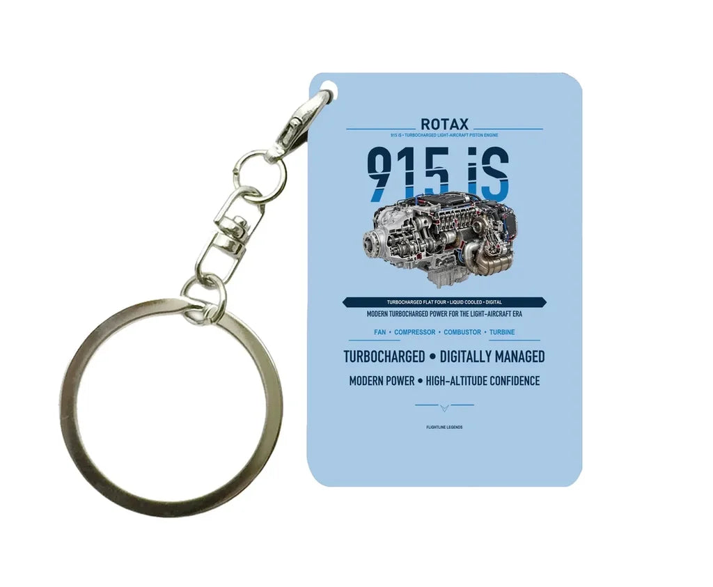 915 iS Key Chain design on light blue key chain