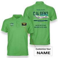 Thumbnail for Cessna Citation CJ4 Gen2 design on light green+name double-side polo t-shirt, double-side print
