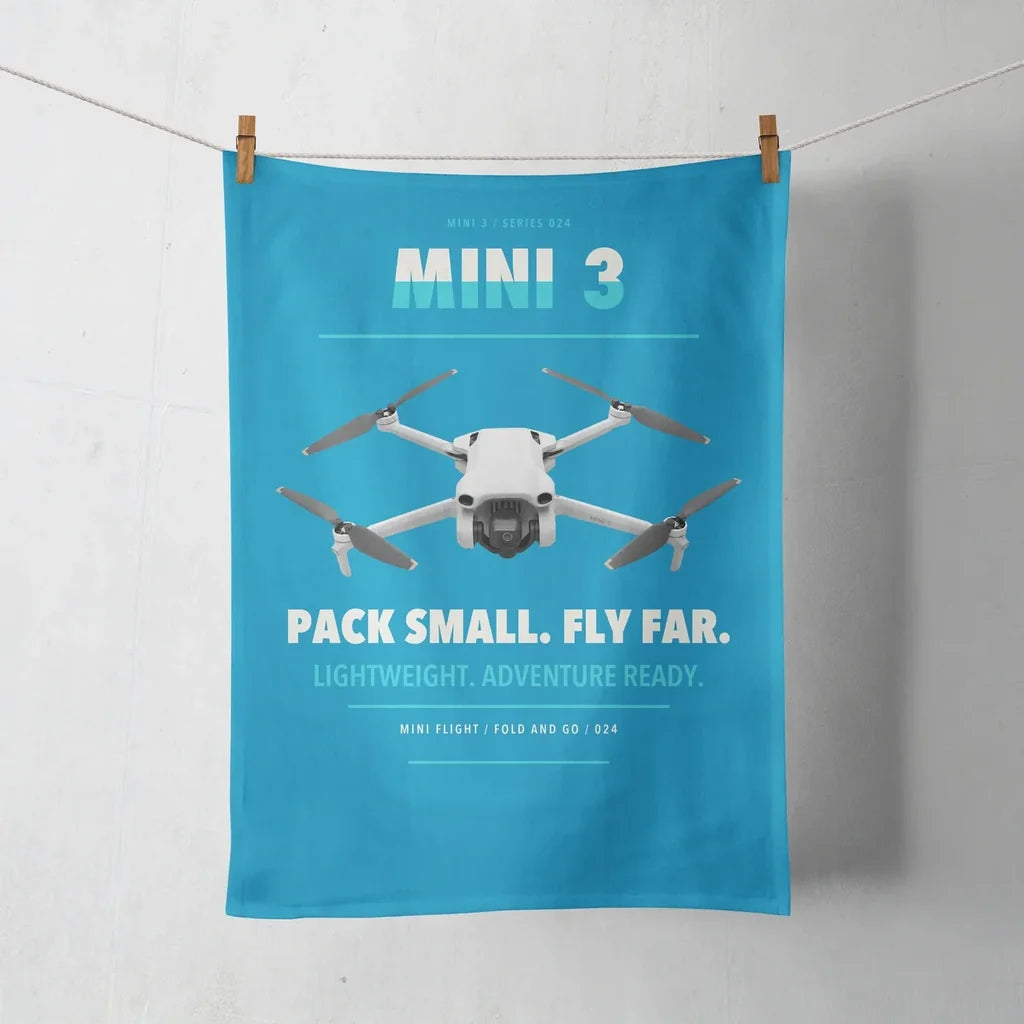 DJI Mini 3 design on turquoise towel