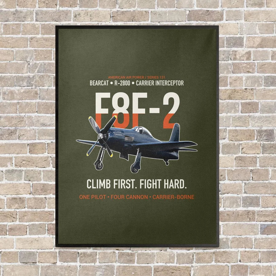F8F-2 Bearcat Climb First Fight Hard vertical canvas print - framed - green army background