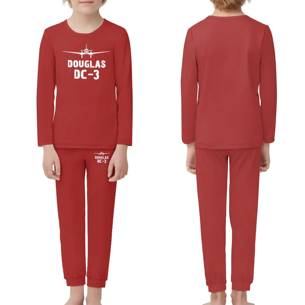Douglas DC-3 & Plane children pajamas - Red