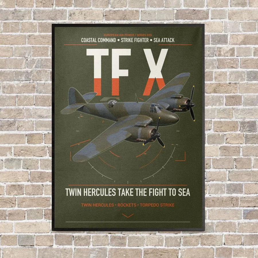 Bristol Beaufighter TF X vertical canvas print - framed - green army background