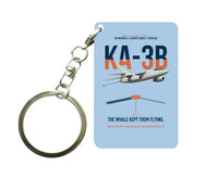 Thumbnail for KA-3B Skywarrior design on light blue designed key chain, double-side print