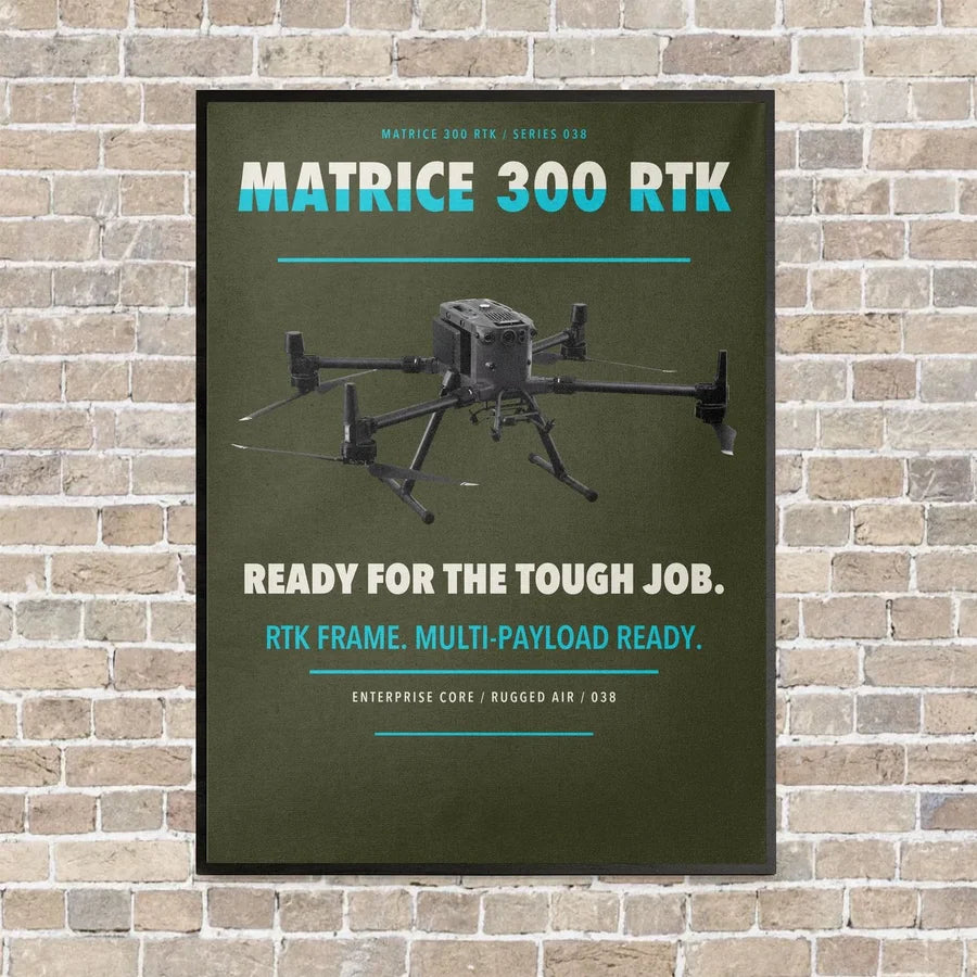 DJI Matrice 300 RTK vertical canvas print - framed - green army background