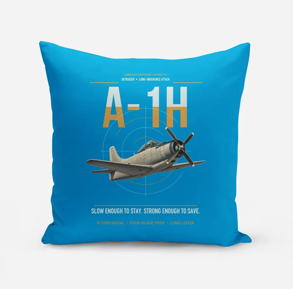 A-1H Skyraider design on turquoise pillow