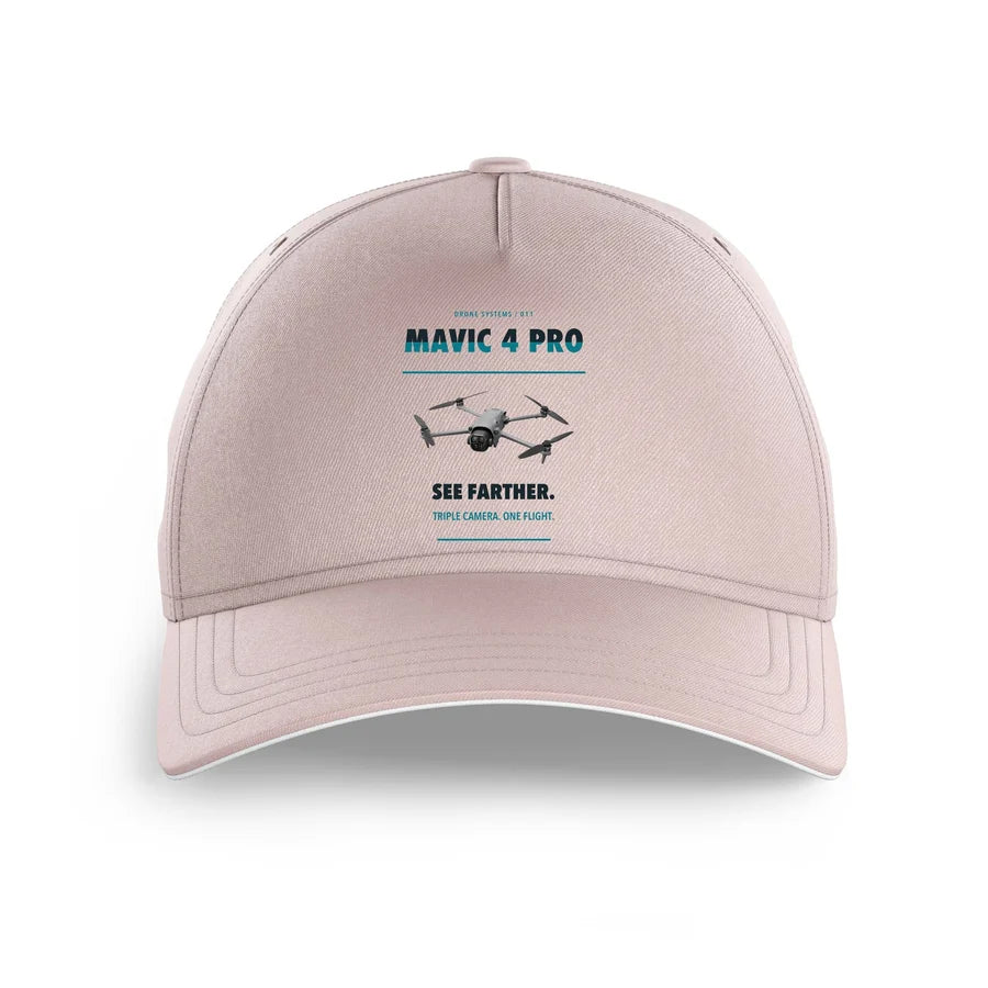 DJI Mavic 4 Pro design on pink printed hat