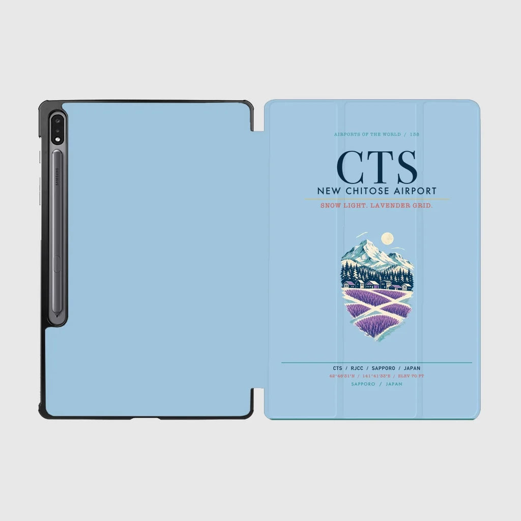 New Chitose Airport Sapporo (CTS) design on light blue samsung tablet tablet case