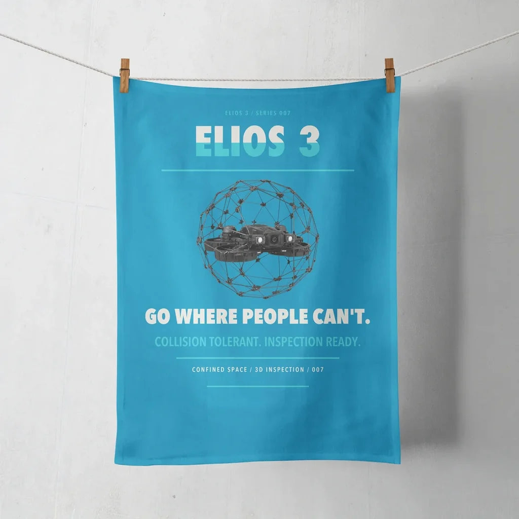 Flyability Elios 3 design on turquoise towel