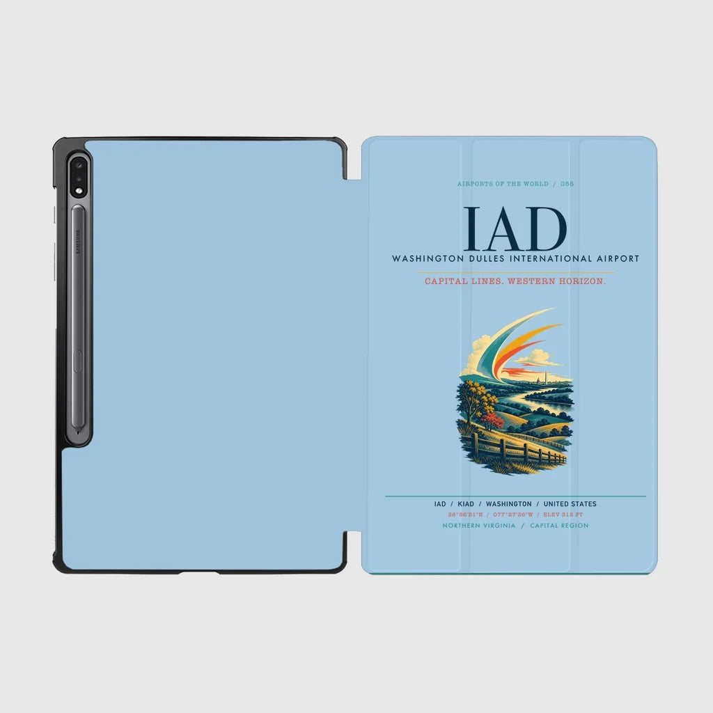 Washington Dulles International Airport (IAD) design on light blue samsung tablet tablet case