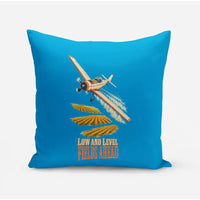 Thumbnail for Low And Level Fields Ahead design on turquoise pillow