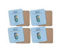 Thumbnail for Seychelles International Airport (SEZ) design on light blue 4 pieces set coaster
