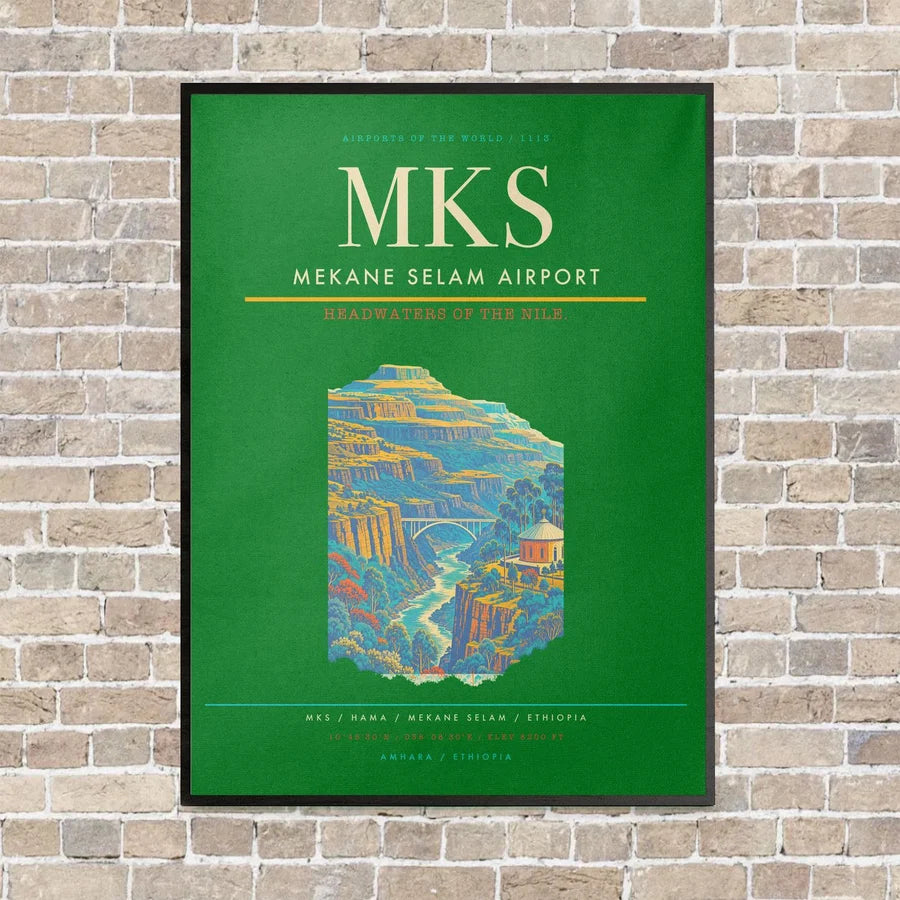 Mekane Selam Airport MKS - Canvas Framed - Green