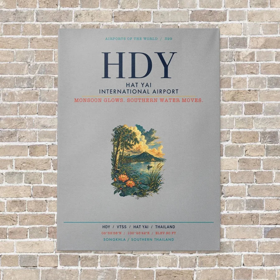 Hat Yai International Airport HDY vertical canvas print - no frame - light gray background