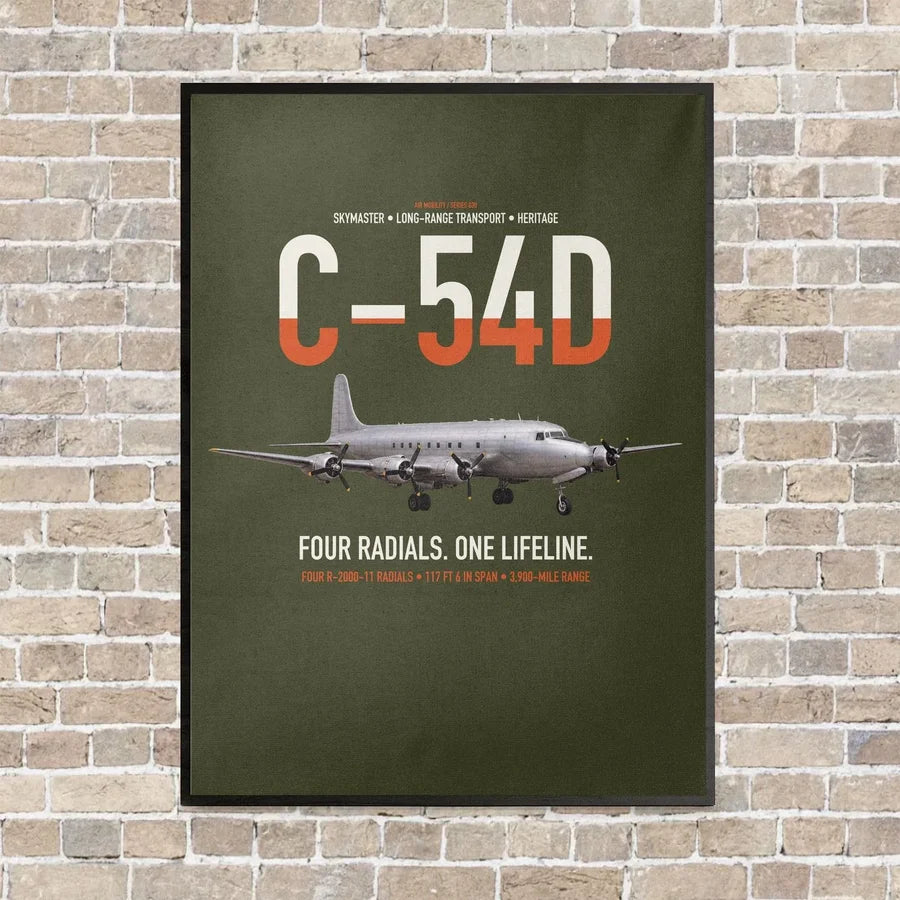 C-54D Skymaster vertical canvas print - framed - green army background