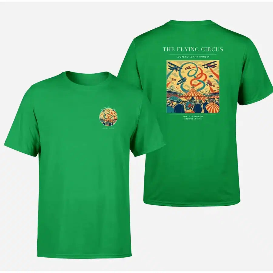 VINTAGE G4026 - The Flying Circus - Double-Side T-Shirt design on green double side t shirt