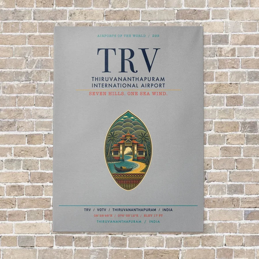 Thiruvananthapuram International Airport TRV vertical canvas print - no frame - light gray background