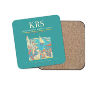 Thumbnail for Kristiansand Airport, Kjevik (KRS) design on turquoise 1 piece coaster