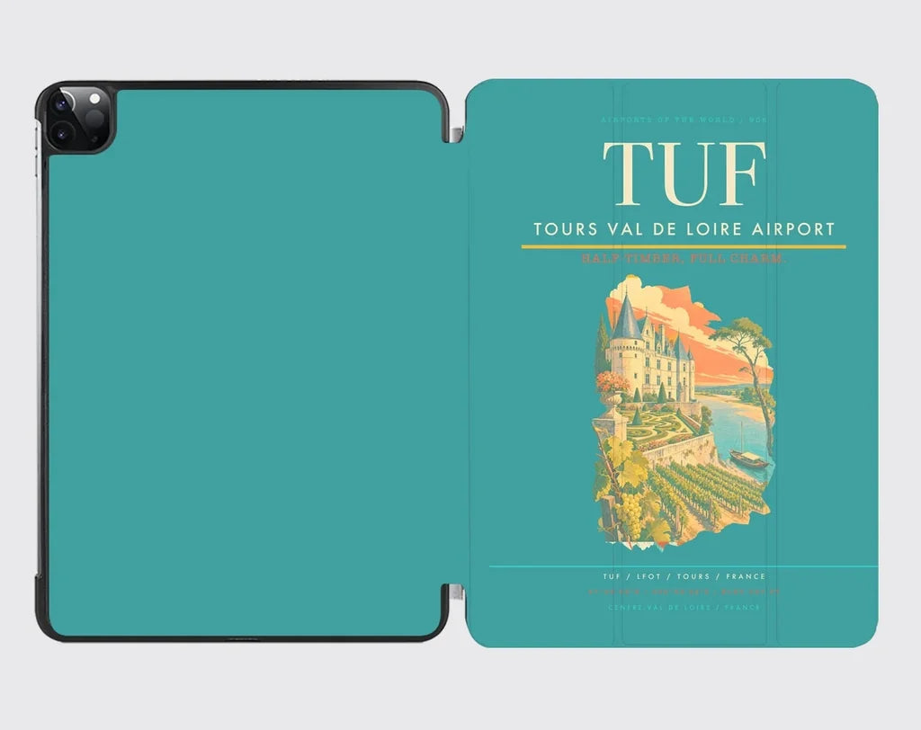 Tours Val de Loire Airport (TUF) design on turquoise ipad tablet case