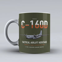 Thumbnail for Transall C-160D design on green army ceramic mug, double-side print