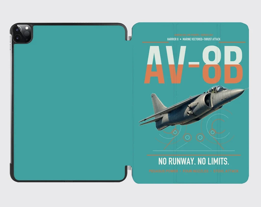 AV-8B Harrier II design on turquoise ipad tablet case