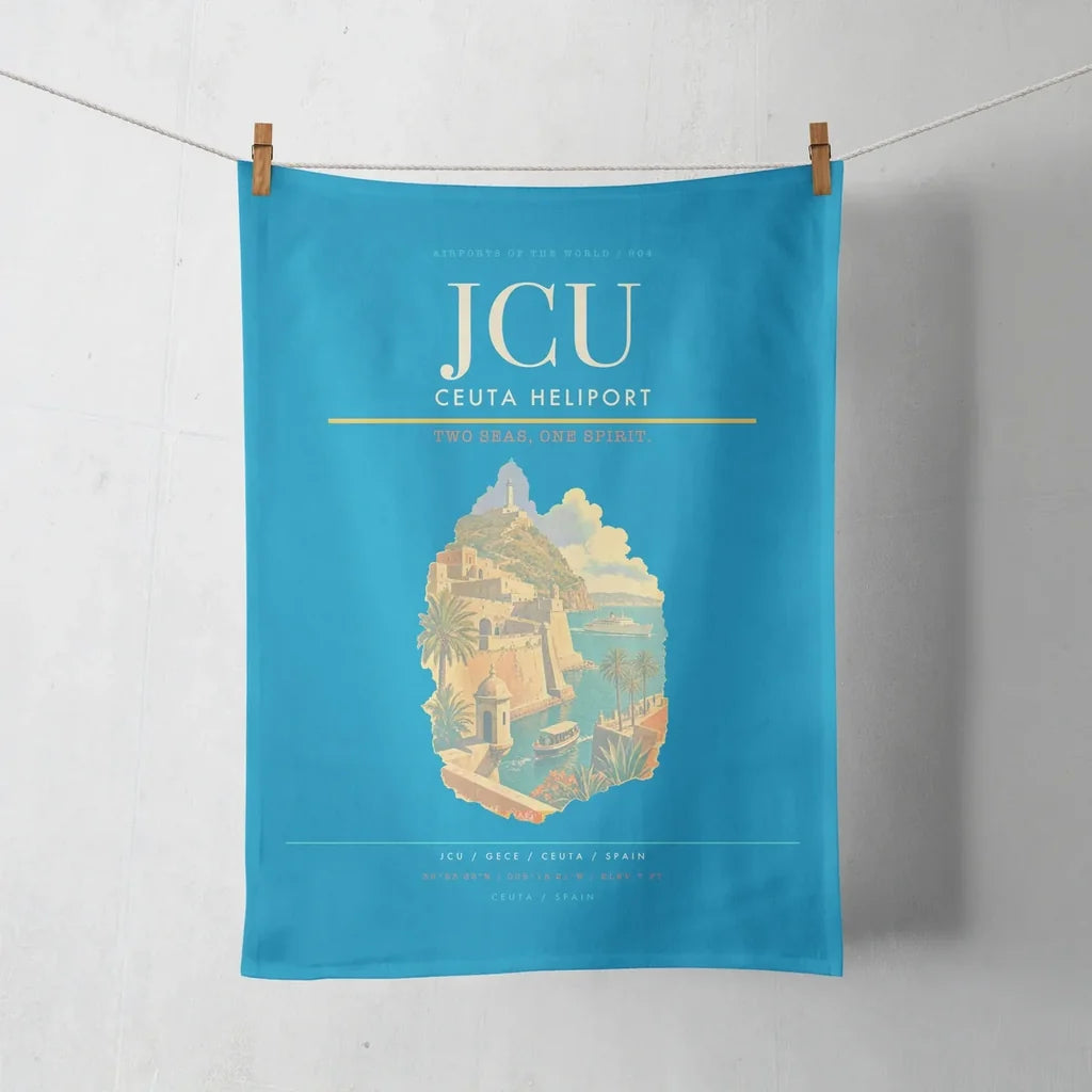 Ceuta Heliport (JCU) design on turquoise towel